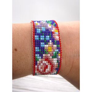 Loom Beaded Bracelet Multi Color Floral